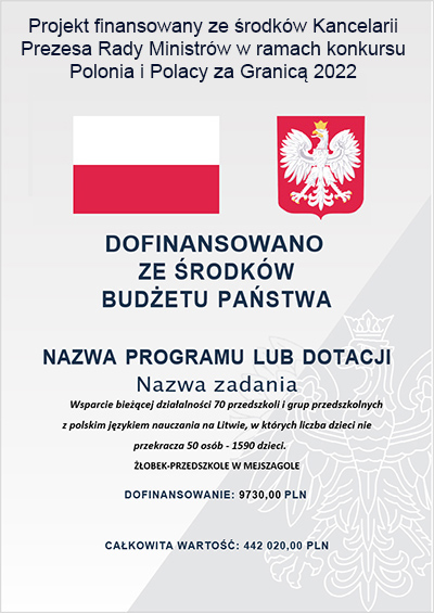 Projekt finansowany ze środków Kancelarii Prezesa Rady Ministrów w ramach konkursu Polonia i Polacy za Granicą 2023